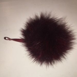 burgundy puffball keychain